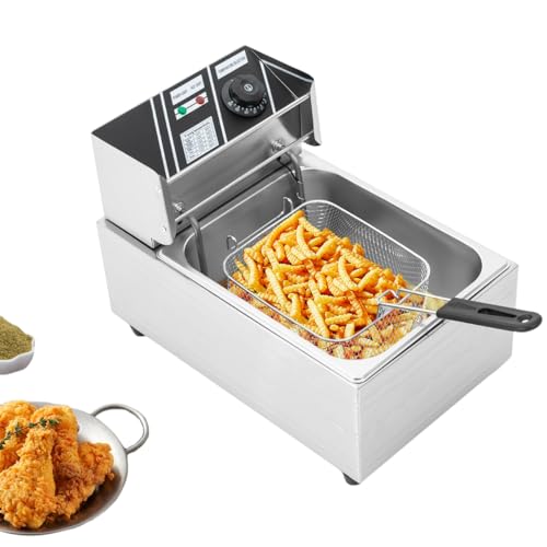 6 l Fritteuse, elektrische Ölfritteuse, 2500 Watt, Temperaturregelung 60-200°C, spülmaschinenfest für Restaurants, Supermärkte, Fastfood und andere ähnliche Räumlichkeiten 6 l Fritteuse, elektrische Ölfritteuse, 2500 Watt, Temperaturregelung 60-200°C, spülmaschinenfest für Restaurants, Supermärkte, Fastfood und andere ähnliche Räumlichkeiten von Armanyya
