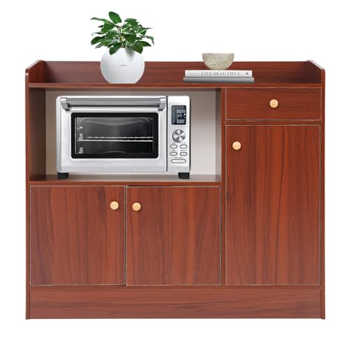 Armanyya Küchenschrank Sideboard für die Küche Schrank mit Tür und Schublade 3 Türen 1 Schublade Hochbelastbar bis 15kg pro Ebene Platzsparend für Geschirr Gewürze Kaffeemaschinen 90x30x80cm Warmweiß von Armanyya