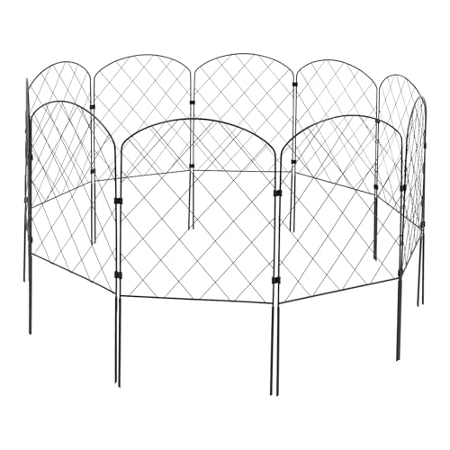 Gartenzaun Schwarz 61cm Rostfrei Mit Rautendesign 10-tlg Set Mit Erdspießen Für Kleintierschutz Und Dekoration von Armanyya