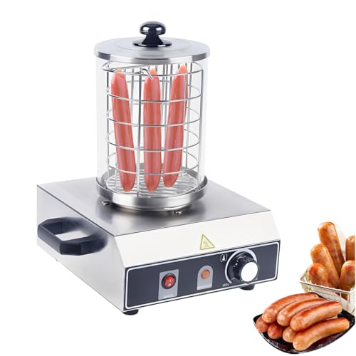 Hot Dog Maker | Edelstahl Würstchenwärmer | 350W | 220V | Temperatur-Einstellbereich 30-85℃ | Thermostatmodus | 28 x 26 x 35.5cm | Länge des Netzkabels 1.2m | Leicht zu reinigen | Silber von Armanyya