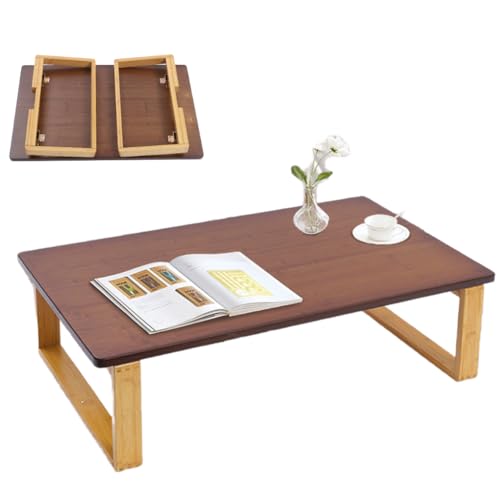 Klappbarer Couchtisch | Beistelltisch aus Bambus | Multifunktions-Wohnzimmertisch | Platzsparend | Tragfähigkeit 75kg | Für Wohnzimmer, Büro, Bett | 80 x 50 x 31cm | Klein Camping Beistelltisch von Armanyya