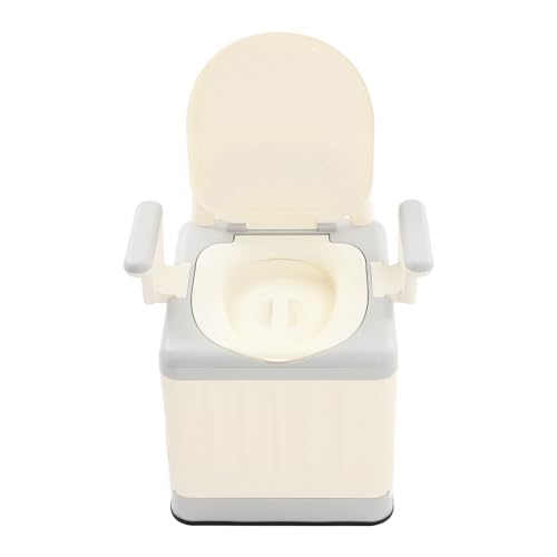 Tragbare Toilette Bedside Kommode Erwachsenen 150kg Belastbar Faltbar Für Senioren Mobilitätseingeschränkte 43.5x39cm Zusammengeklappt Grau Beige von Armanyya