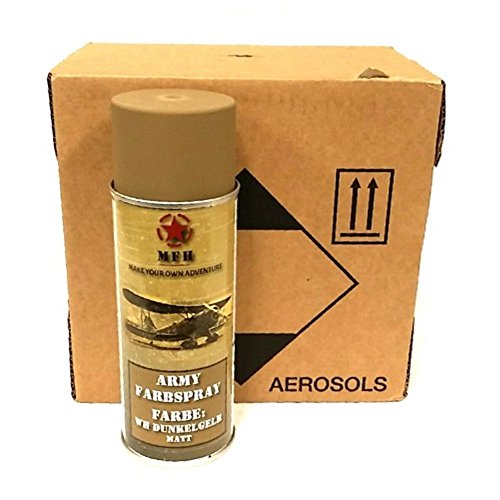 6 DS BW Army Farbspraydosen Sprüh Armeelack a. 400ml 12,98 ?/Liter gelb matt von Armeeverkauf