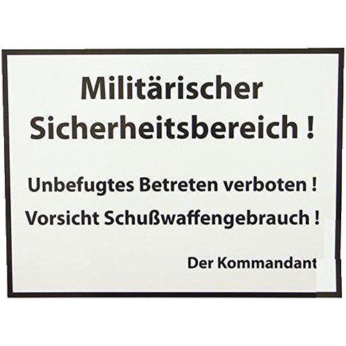 Schild, Warnschild, Tafel: Mil. Sicherheitsbereich von Armeeverkauf