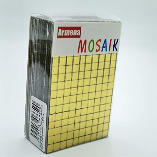 Armena 2600515g Glasmosaik Gold Spiegelglasmosaik für Kunst und Kraft selbstklebendes Mosaik 5x5mm Stärke 1.5mm 18 Matte insgesamt 2880 Stück, 5 x 5 mm von Armena
