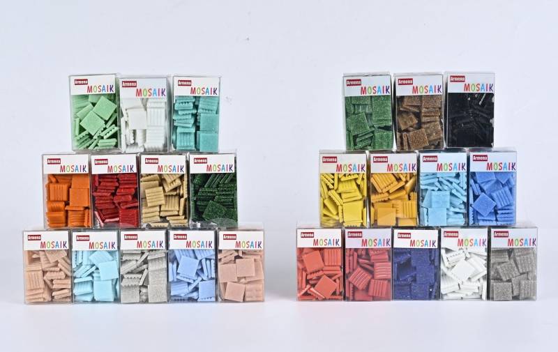 Armena Mosaikfliesen Mosaikfliesen Glasmosaik Bastelmaterial Mosaik DIY Wandfliesen 260g, dunkel+hell (24 Farben) von Armena