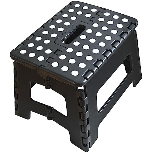 Armo® Klapphocker mit Tragegriff, kompakter Faltbarer Fußhocker, DIY-Fußhocker, Leiter, max. Gewicht 150 kg, Schwarz von Armo Home