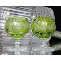 1x Kleines Cognac Glas Mit Resedagrünem Überfang - Nachtmann Traube von ArmoireAncienne