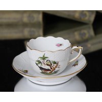 1x Mokkatasse Mit Untertasse - Herend Rothschild von ArmoireAncienne