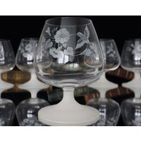2x Große Cognac Gläser - Geätztes Colibri Muster von ArmoireAncienne