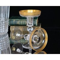 2x Kristall Kerzenhalter Mit 24K Gold Struktured Minton Rim, Eisch von ArmoireAncienne