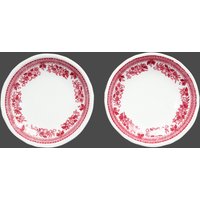 2x Miniatur Porzellan Teetäschchen Teller, Rot Weiß, Villeroy & Boch Fasan - Muster von ArmoireAncienne