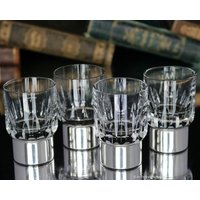 4x Crystal Shot Gläser Mit 925 Sterling Silber Befestigung - Hermann Bauer von ArmoireAncienne