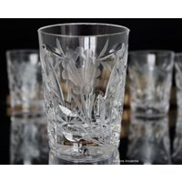 4x Kristall Whiskey Gläser, Schliff Blumenmuster - Low Ball Becher von ArmoireAncienne
