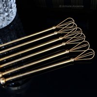 6x Champagner Swizzle Sticks, 24K Vergoldet - Cocktail Schneebesen Set von ArmoireAncienne