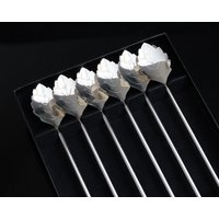 6x Cocktailstrohhalm-Löffel, Versilbert - Christoph Widmann von ArmoireAncienne