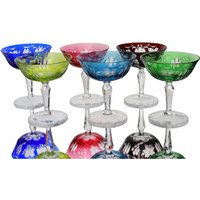 6x Farbige Kristall Champagner Gläser von ArmoireAncienne