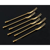6x Hanseat Cocktailpicks, 24K Vergoldet - Design Von August Warnecke von ArmoireAncienne