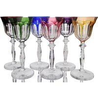 6x Kristall-Weingläser, Farbiges Kristall 6x Kristall-Weingläser, Farbiges Kristall von ArmoireAncienne
