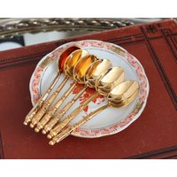 6x Mokka-/ Espressolöffel Set, 24K Vergoldet - Chambly Volga 6x Mokka-/ Espressolöffel Set, 24K Vergoldet - Chambly Volga von ArmoireAncienne