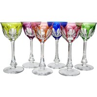 6x Moser Weingläser - Farbiges Kristallglas Lady Hamilton Muster von ArmoireAncienne