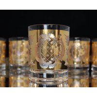 Boho Kristall Whisky Gläser Mit Gold Overlay | 2Er-Set von ArmoireAncienne