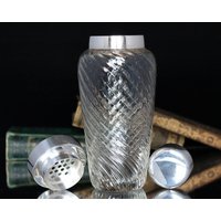 Cocktail-Shaker Aus Glas Mit Gedrehtem Muster, Versilberte Fassung - Wmf von ArmoireAncienne