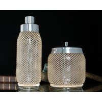 Cocktail Shaker & Eiskübel Set - Glas Mit Gold Drahtgeflecht von ArmoireAncienne
