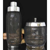 Cocktail Shaker & Eiskübel Set Mit Schwarzem Drahtgeflecht von ArmoireAncienne
