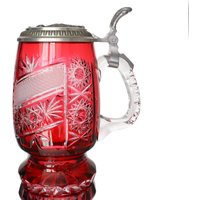 Cranberry Kristall Bierkrug Mit Zinndeckel - Farbiger Nachtmann von ArmoireAncienne