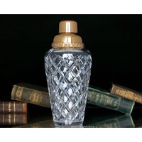 Crystal Cocktail Shaker Mit 24K Vergoldeter Fassung Und Cut Decor von ArmoireAncienne