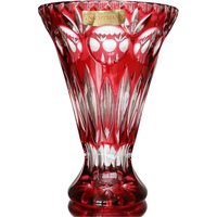 Große Kristall Vase Mit Gold Rubin Overlay Und Cut Dekor von ArmoireAncienne