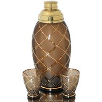 Großes Glas Cocktail Shaker Und Gläser Set in Braun, Art Deco von ArmoireAncienne