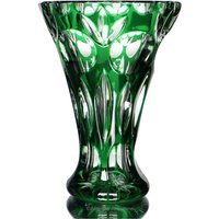 Kleine Kristall Vase Mit Smaragdgrünem Overlay Und Cut-To-Clear Dekor von ArmoireAncienne