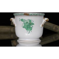 Kleiner Porzellan Übertopf - Herend Apponyi Grün von ArmoireAncienne