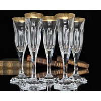 Moser Sektkelche Mit 24K Goldrand - Adele Melikoff Muster | 5Er Set von ArmoireAncienne