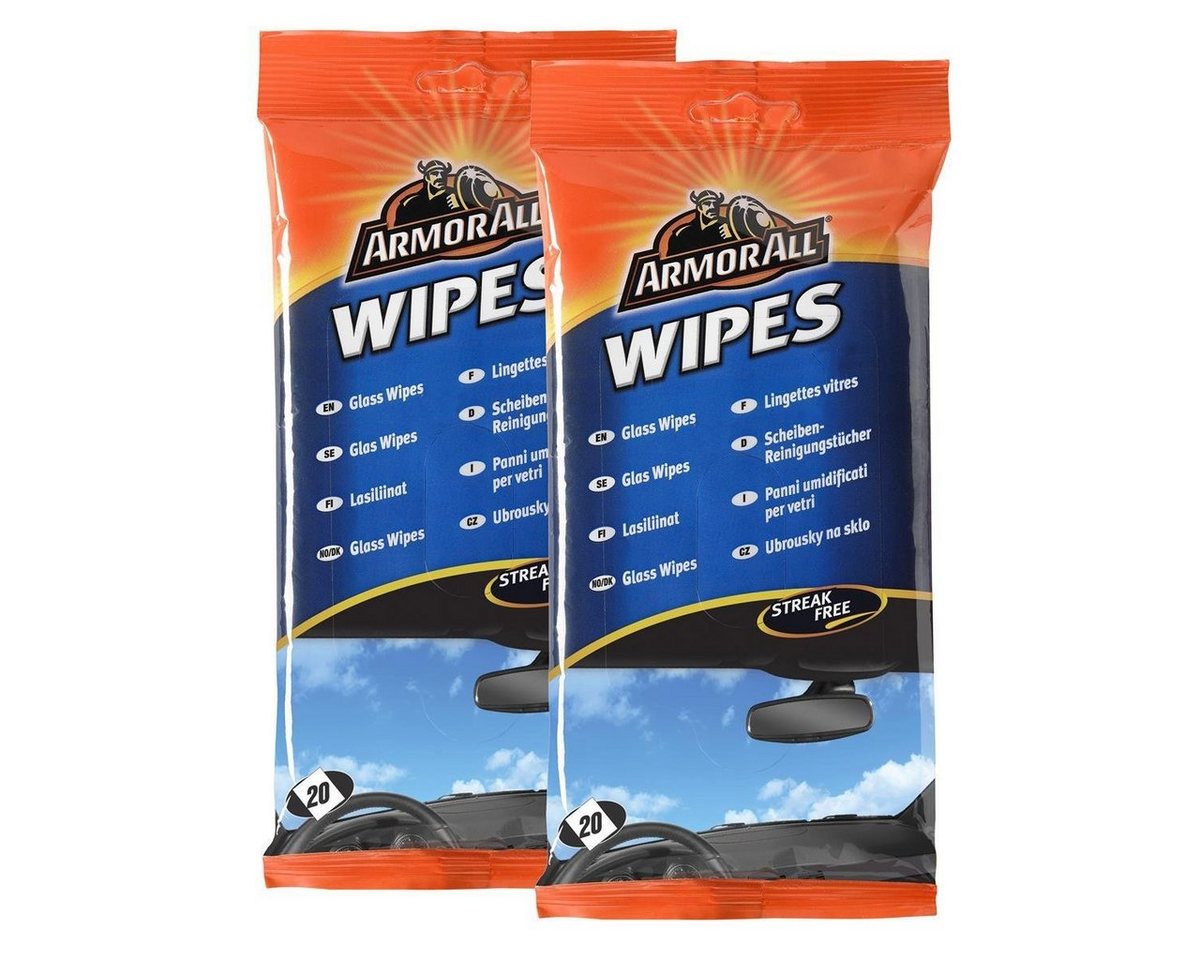 Armor All Armor All Wipes Scheiben-Reinigungstücher 20 Tüche - sreifenfrei (2er Reinigungstücher von Armor All