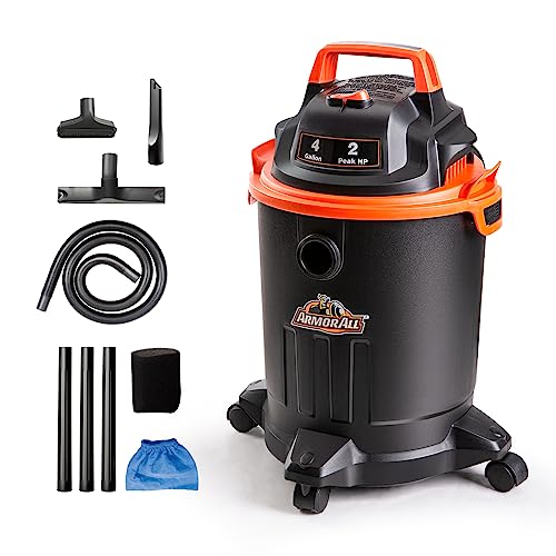 Armor All VO405P 0901 Nass-/Trockensauger Vac 2.0 Peak HP Shop mit Düsen und Staubbürste, Schwarz/Orange, 4 Gal von Armor All