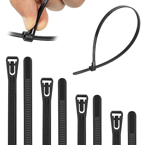 Armpow 100 Stück 7.6mm x 400mm Kabelbinder wiederverwendbar UV-Beständig Starkes Nylon Wiederlösbar wiederverschließbar Kabelbinder mit 50 kg Zugfestigkeit(Schwarz) von Armpow