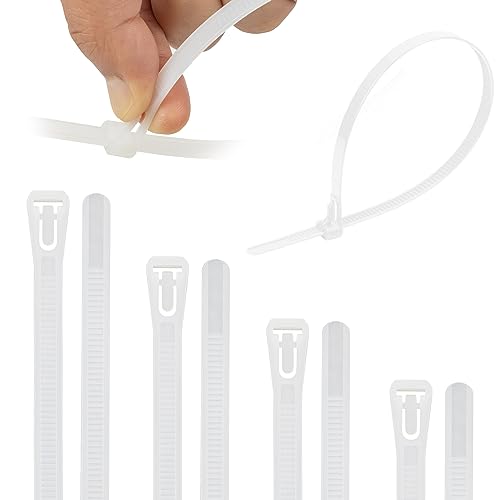 Armpow 100 Stück 7.6mm x 450mm Kabelbinder wiederverwendbar UV-Beständig Starkes Nylon Wiederlösbar Kabelbinder mit 50 kg Zugfestigkeit(weiß) von Armpow