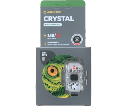 Armytek Crystal Kompakte Multifunktionslampe 4 in 1 mit weißem und rotem Licht Micro USB Aufladbarer (Grau) von Armytek