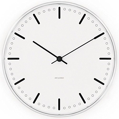 Arne Jacobsen Wanduhr Ø21 cm City Hall dänisches Design aus Aluminium, weiss von Arne Jacobsen