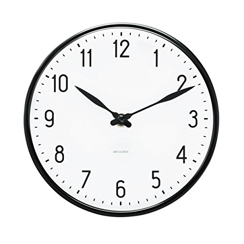 Arne Jacobsen Wanduhr Ø16 cm Station Stilvolles Design aus Aluminium, weiss von Arne Jacobsen