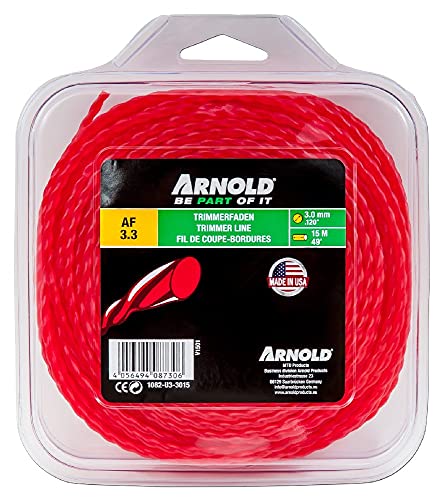 ARNOLD 1082-U3-3015 Trimmerfaden AF 3,3, 3,0mm x 15m, rot, rund, gedreht von ARNOLD