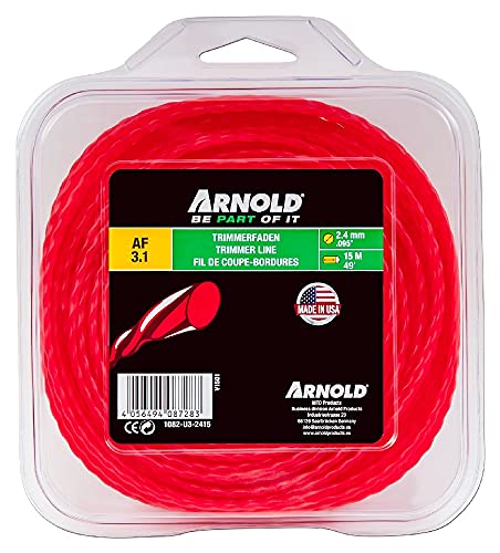 ARNOLD 1082-U3-2415 Trimmerfaden AF 3,1, 2,4mm x 15m, rot, rund, gedreht von ARNOLD