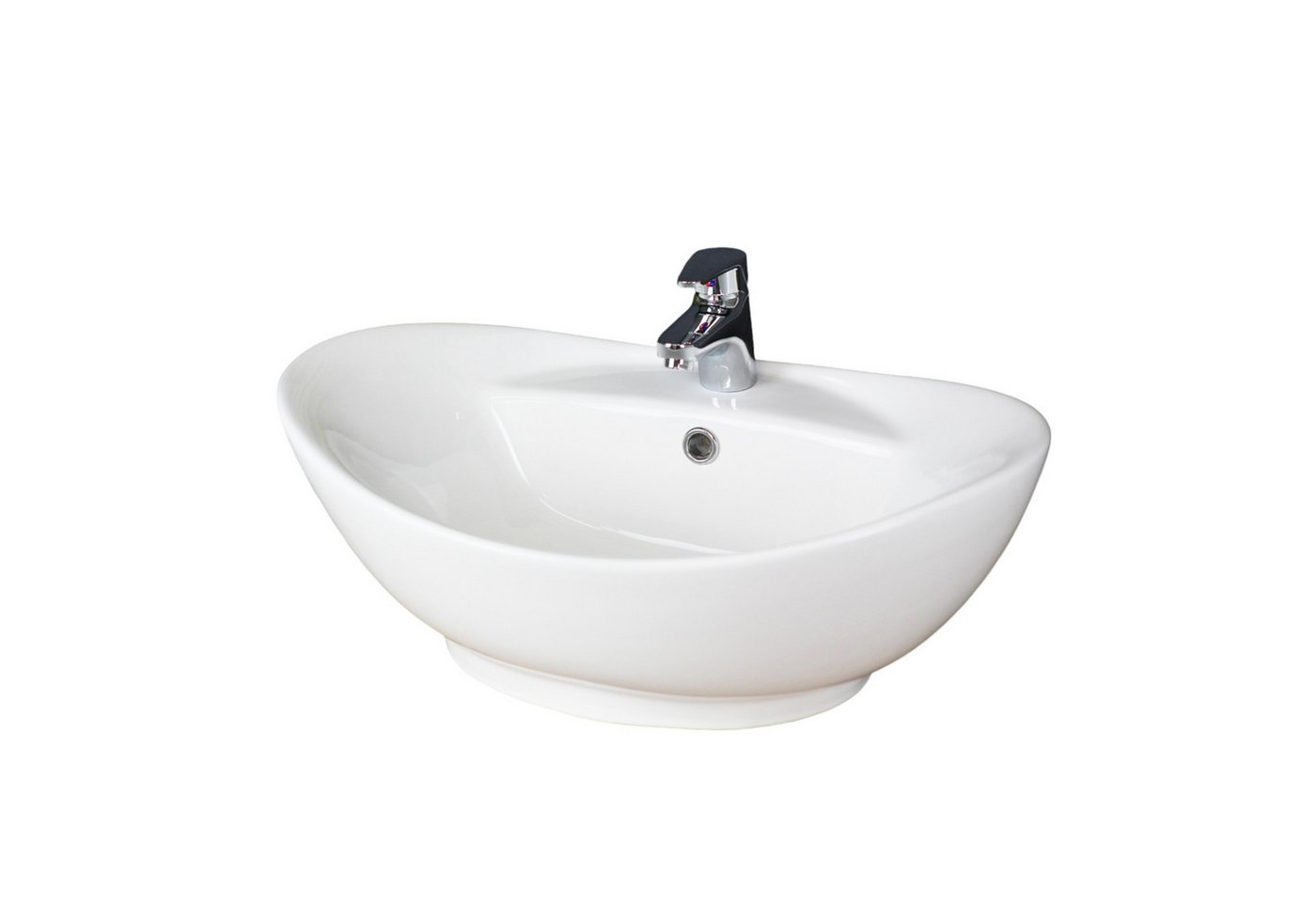 Arnusa Aufsatzwaschbecken Oval 60 x 40 cm Badezimmer Handwaschbecken Waschschale (Modernes Waschbecken), mit Überlauf von Arnusa