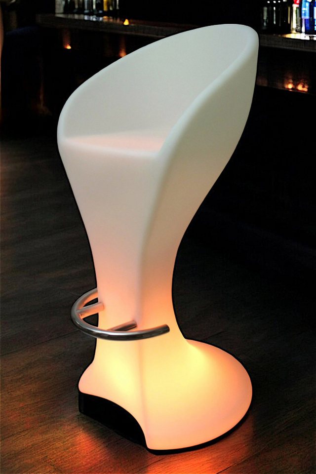 Arnusa Barhocker LED beleuchtet Akku kabellos Barstuhl mit Lehne modern, 104 cm mit Fernbedienung Leuchtmöbel von Arnusa
