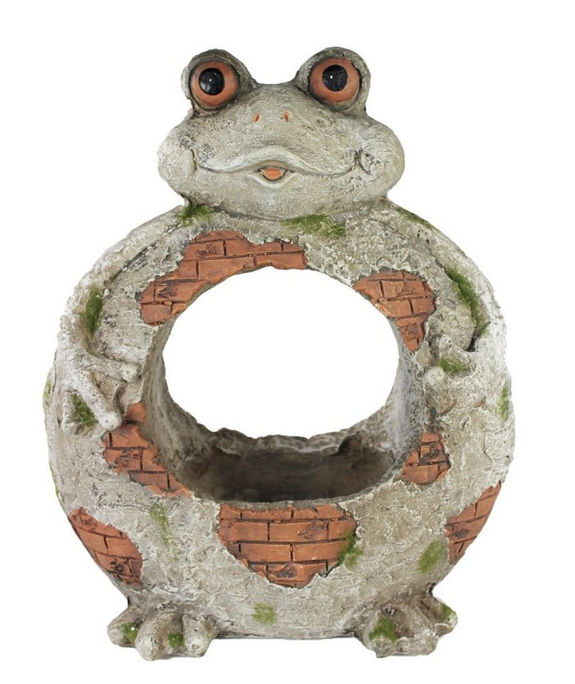 Arnusa Blumentopf Gartendeko Frosch Steinoptik 37 cm Gartenfigur Tiefigur bepflanzbar, dekorativer Blumenkübel von Arnusa