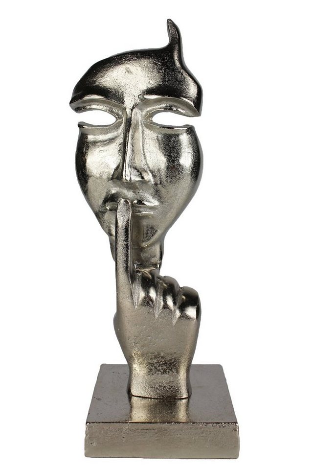 Arnusa Dekofigur Silence Face moderne Skulptur aus Metall silber Deko (1 St), 36,5 x 11 cm Büste Figur von Arnusa