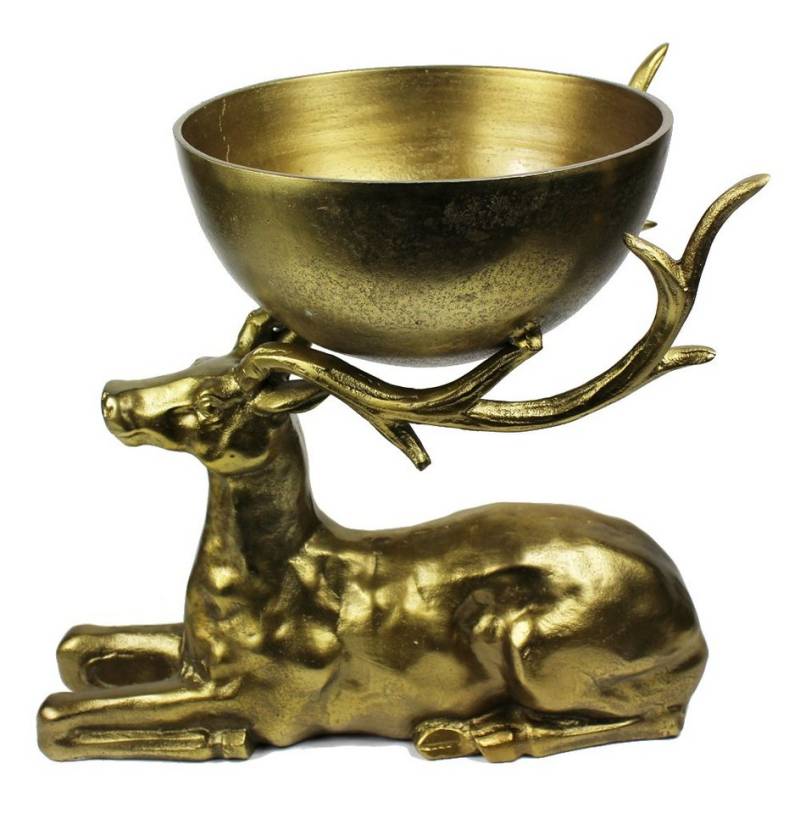Arnusa Dekoschale Hirsch in Gold 40x25x36 cm edle Schale Servierschale Schüssel, 4,5 kg Metall Dekofigur von Arnusa